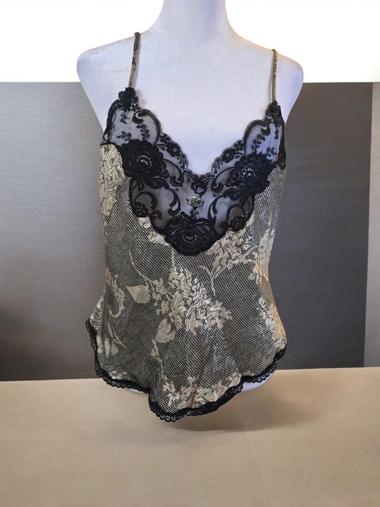 Dior Other - Dior Black and Cream Sheer Floral-Trim Camisole